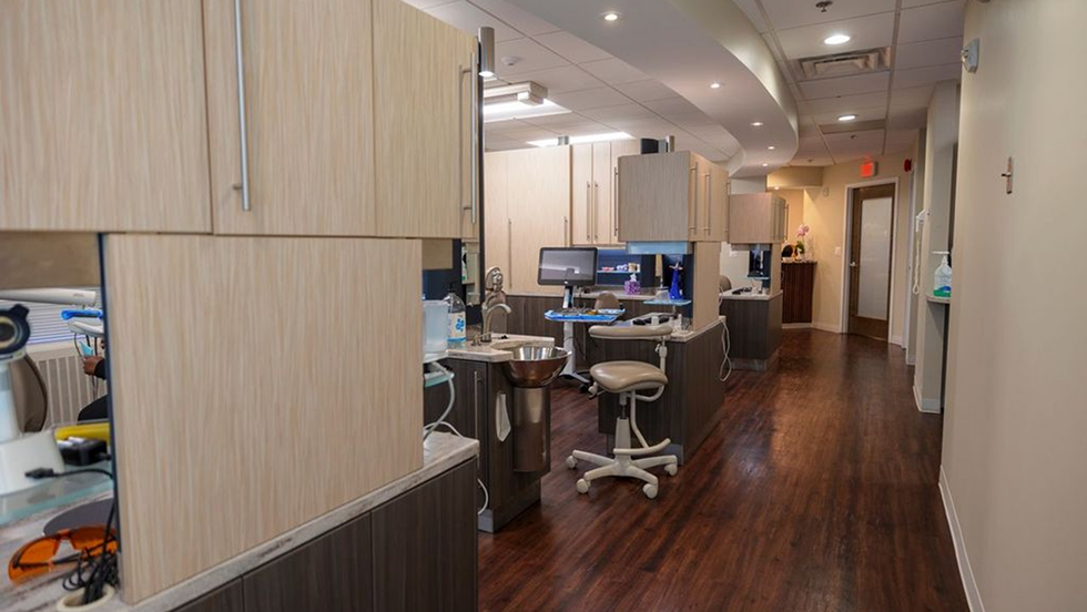 Hallway leading to dental treatment areas