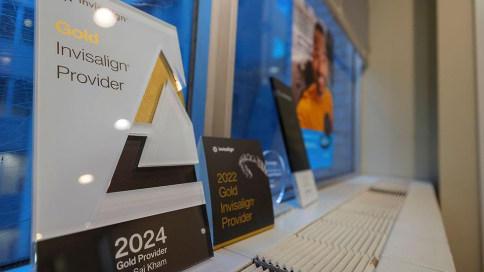 Plaque that reads 2024 Gold Invisalign Provider Doctor Sai Kham